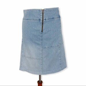Theory Denim Skirt Blue Front Zip Mini Skirt 6 Y2K Minimalist Chic